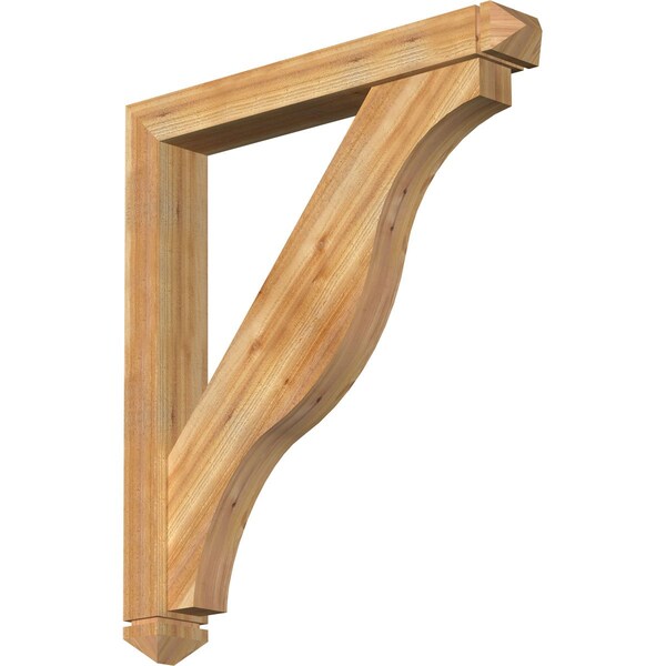 Ekena Millwork Funston Arts and Crafts Rough Sawn Bracket w/ Offset Brace, Western Red Cedar, 6"W x 42"D x 48"H BKT0604X42X48FST03RWR - main